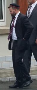 Dominic Küffner nimmt als Alter Herr an der „Pro Patria“-Mensur zw. Burgkeller und Normannia Jena am 22.08.2020 in Jena-Maua teil (Bild: Rechercheportal Jena-SHK)