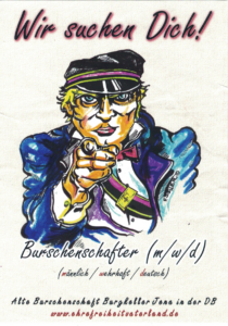 Flyer der Burgkeller-Burschenschaft zur Rekrutierung neuer Mitglieder