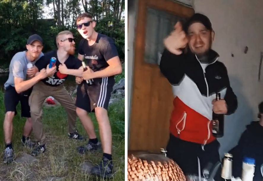 links: Benny Franke (r.) und Michael Engling (MItte) im Juni 2023; rechts: Benny Findeisen bei einem Treffen mit Kahlaern (Bild: soziale Medien)